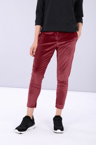 Comfort fit trousers in chenille with tapered leg