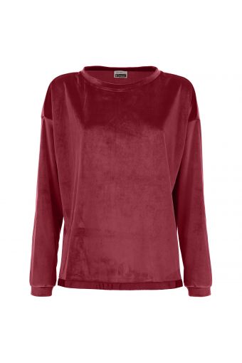Over-sized sweatshirt with long sleeves in shiny chenille