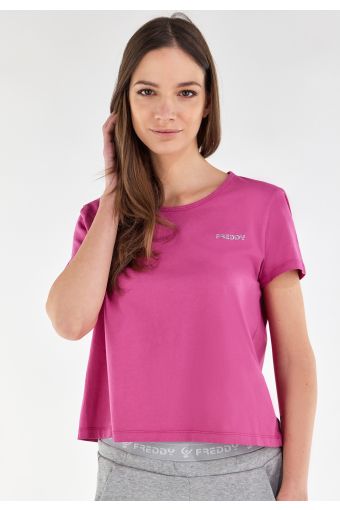Cropped comfort-fit t-shirt in lightweight jersey