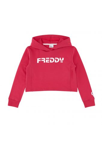 Hoodie with a FREDDY print on the front and sleeve