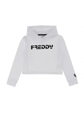 Hoodie with a FREDDY print on the front and sleeve