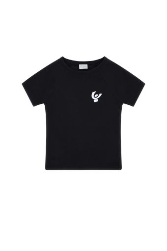 Stretch t-shirt with short raglan sleeves and a contrast logo