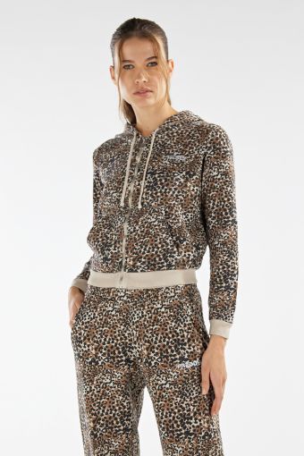 Full-zip hoodie with an all-over animal print