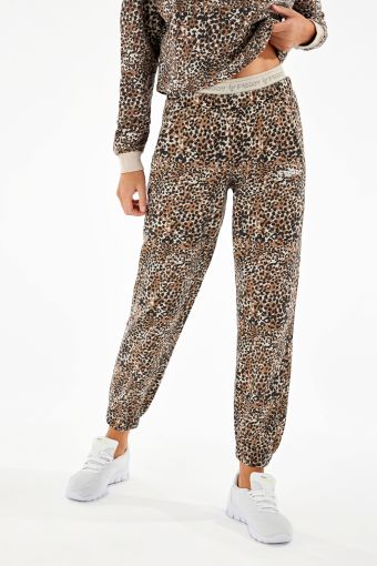 Animal print French terry trousers with Freddy lettering on the elastic waistband