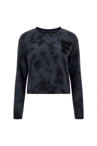 Comfort-fit tie-dye crewneck sweatshirt with tone-on-tone F print