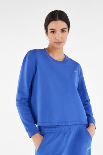 Cropped comfort fit sweatshirt in lightweight fleece