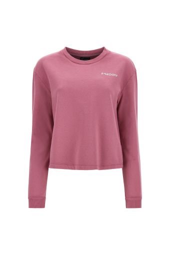 Cropped crew neck garment-dyed comfort-fit sweatshirt