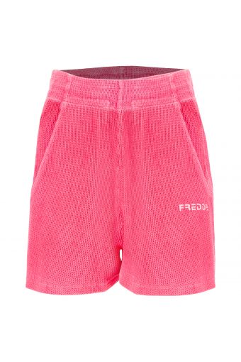 Fluorescent waffle fabric athletic shorts