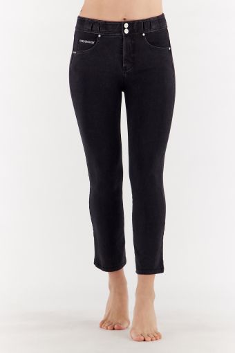 Medium waist dark denim N.O.W.® Pants trousers with a flared ankle-length leg