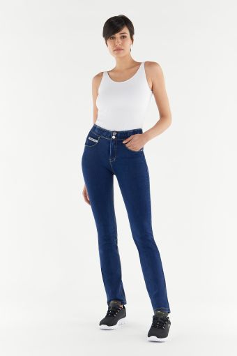 N.O.W.® Pants Slim-Fit-Hose mit Denim-Optik und geraden Saum