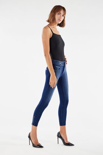 Denim-effect super skinny ankle-length N.O.W.® Pants trousers with zips at the ankles