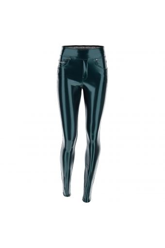 N.O.W.® Pants trousers in shiny coated fabric with foldable waist