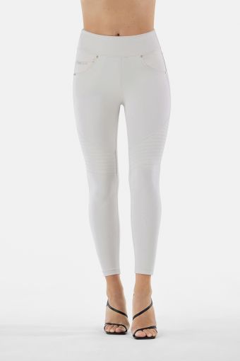 Ankle-length high waist N.O.W.® Pants trousers with topstitched front panels