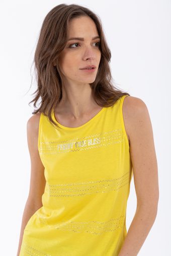 Lyocell jersey tank top with micro stud stripes