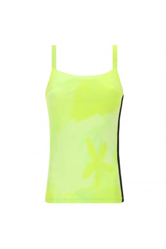 Basic slim-fit fluorescent floral print tank top with a jacquard band 