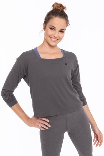 Sweat-shirt court avec ouverture au dos, 100% Made In Italy