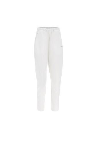 Pantalón de corte cónico en tejido sarga de color blanco
