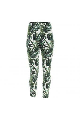 Stretch leggings with a tropical plant print