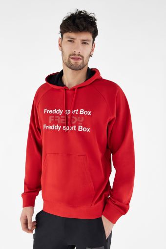 Hoodie with a frontal FREDDY SPORT BOX print
