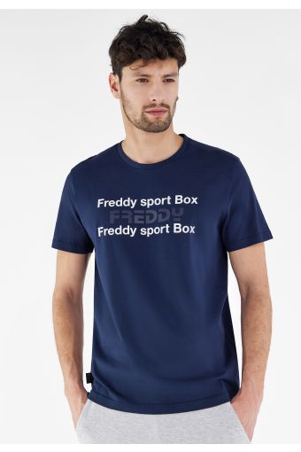 Regular-fit t-shirt with a FREDDY SPORT BOX textural print