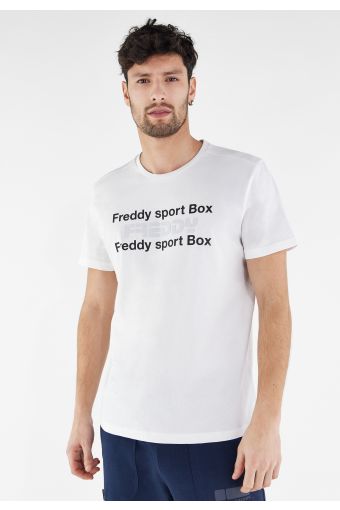 Regular-fit t-shirt with a FREDDY SPORT BOX textural print