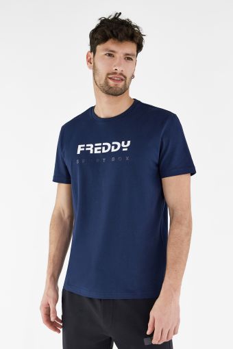 Stretch t-shirt with a raised front print