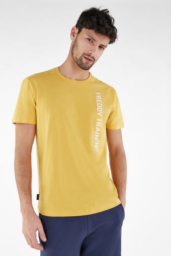 Stretch fabric t-shirt with a vertical FREDDY TRAINING print