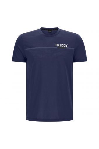 T-shirt with a tonal dotted camouflage motif and a matt FREDDY TRAINING print