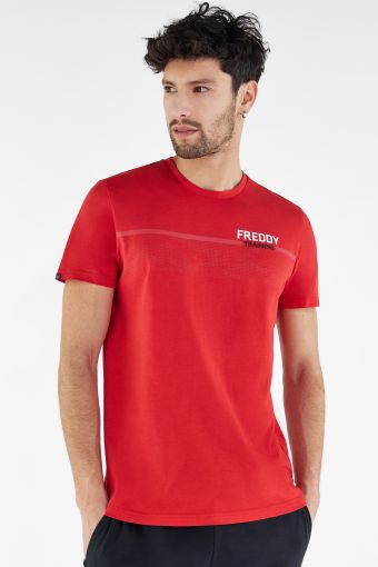 T-shirt with a tonal dotted camouflage motif and a matt FREDDY TRAINING print