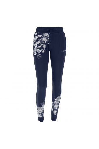 Slim fit trousers with cuffed ankle and floral print