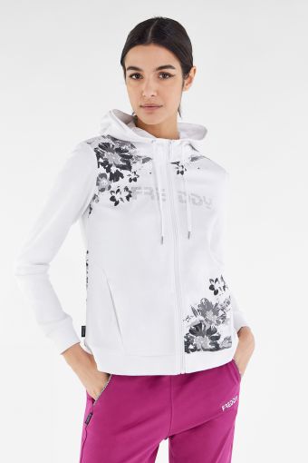 Comfort fit sweatshirt with floral prints and rhinestone FREDDY logo