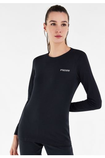 Stretch jersey T-shirt with long sleeves