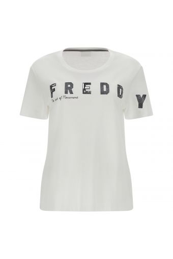 Comfortable modal jersey t-shirt with composite FREDDY graphics