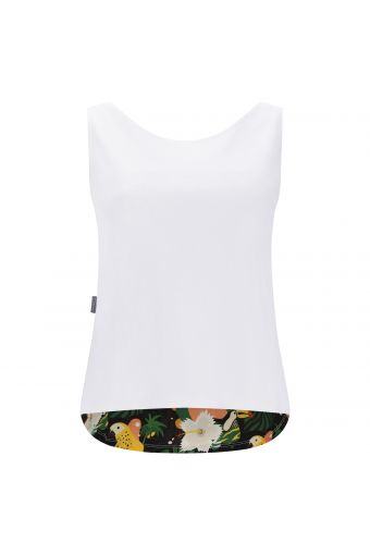Tank top in two fabrics with printed back