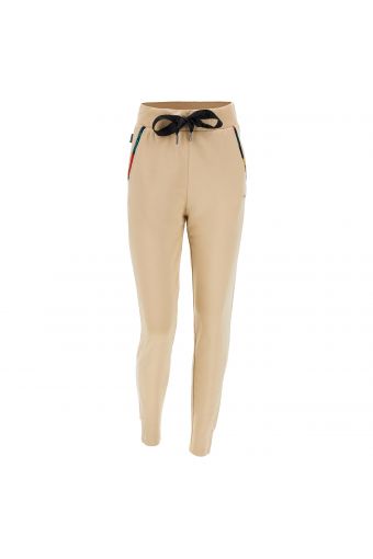 Modal fleece athletic trousers with drawstring and floral trim