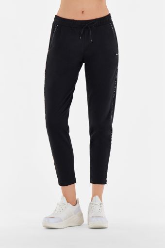 Modal fleece athletic trousers and printed satin trim