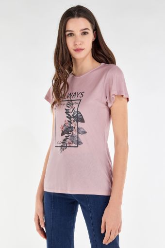 T-shirt in jersey viscosa con stampa floreale