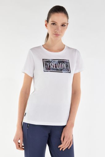 Lightweight jersey t-shirt and floral square with FREDDY lettering