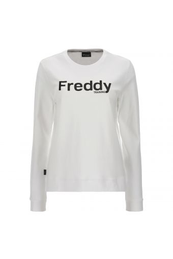 Crewneck sweatshirt with glossy FREDDY TRAINING print