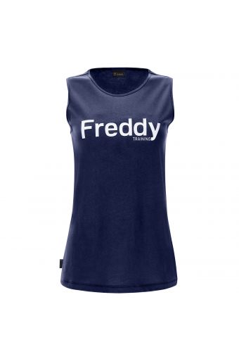Tank top with wide straps and glossy FREDDY TRAINING print