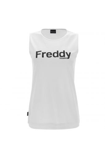 Tank top with wide straps and glossy FREDDY TRAINING print