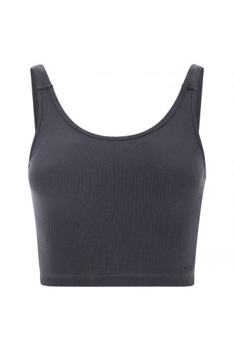Ribbed crop top in stretch cotton