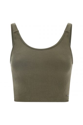 Ribbed crop top in stretch cotton