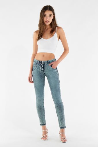 WR.UP®-Jeans aus buntem Denim-Webstoff mit Marmoreffekt