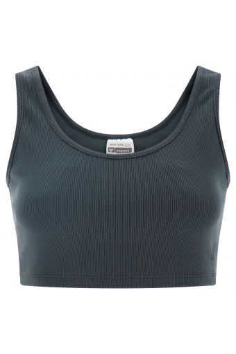Ribbed crop top in stretch cotton with round neck