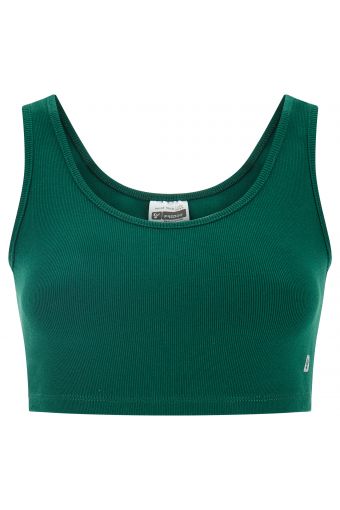 Ribbed crop top in stretch cotton with round neck