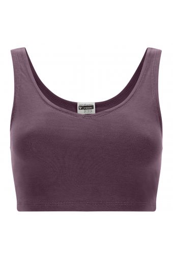 Crop top with a rounded V neckline in stretch cotton