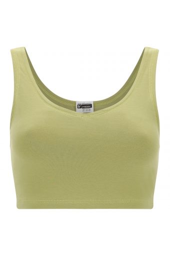Crop top with a rounded V neckline in stretch cotton
