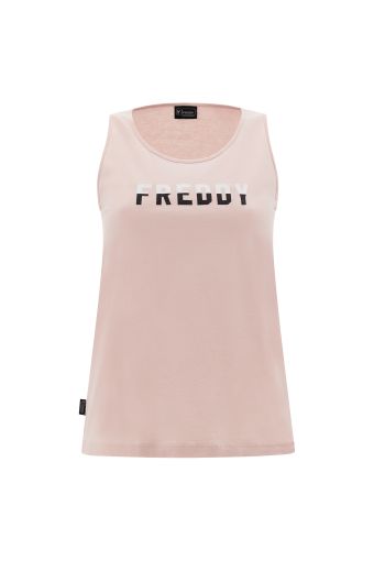 Comfort-fit jersey tank top with a two-tone FREDDY print