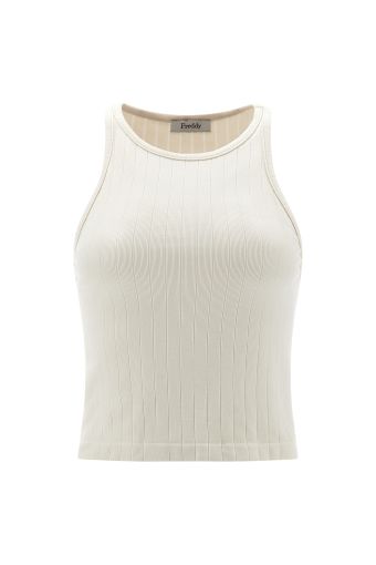 Slim-fit crop top in ribbed tricot with racer back